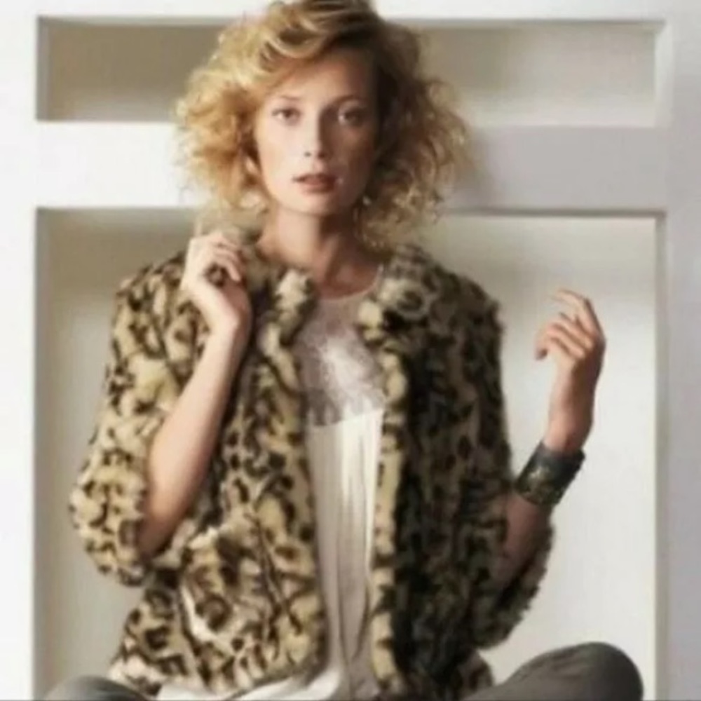 ❌SOLD❌ Anthropologie Elevenses Out of the Jungle Leopard Faux Fur Jacket ~ 2 / 4